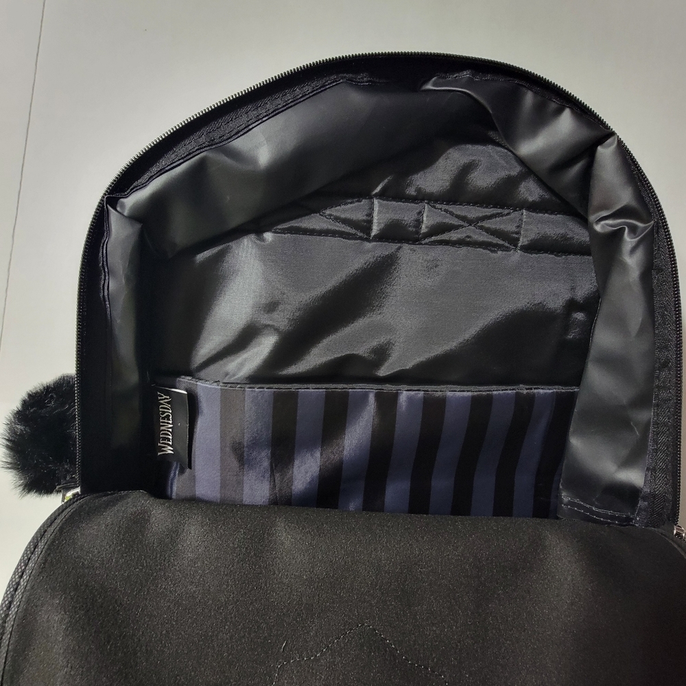 Black Backpack with Striped Design - Picture 7 of 9